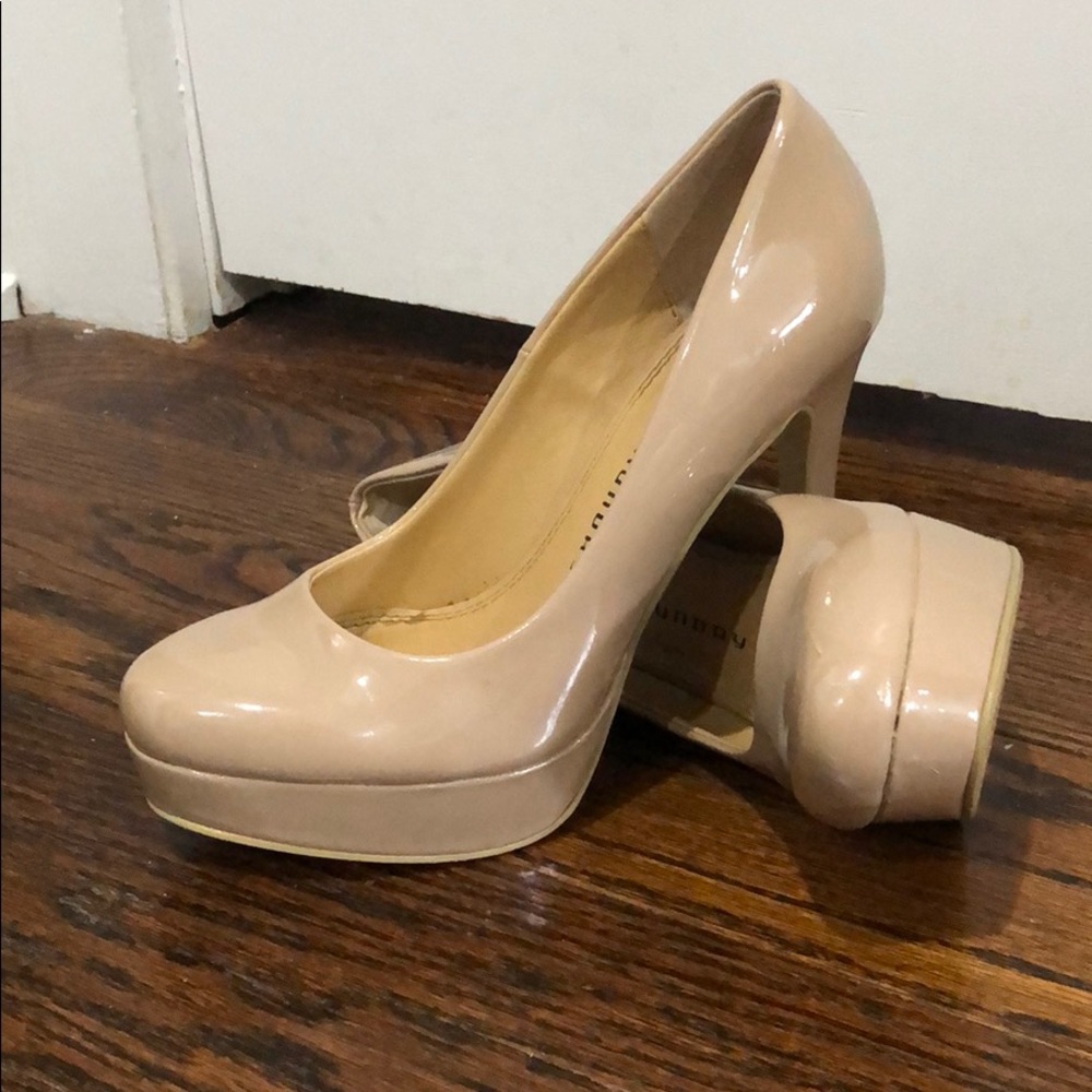 Tan Chinese Laundry platform heels
